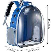 Cat Backpack Carrier – Transparent Bubble Space Capsule Pet Backpack With Hard Shell Dome, Mesh Ventilation & Padded Straps For Hands-Free Travel - Blue - View 2