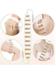 1pc Wooden Back And Neck Massager With Adjustable Tension, Composite Wood, Ideal For Muscle Relaxation And Fitness, Neck And Back, Adjustable Tension Massager, Eases Muscle Tension