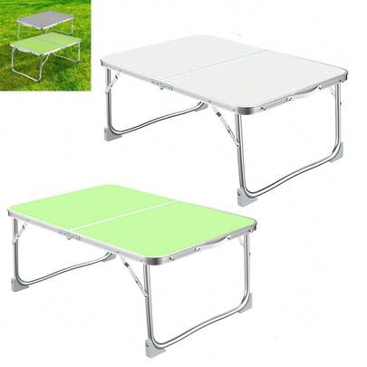 Lucn 2 FT (60*40*26 Cm) White / Green Folding Camping Table, Portable Foldable Pop-Up Picnic Table For Garden, Balcony, Kitchen, Family Dinner, Market, Street Stall, Outdoor Fishing, Work Table; 2ft/60cm Kitchen Foldable Work Top Table, Compact Foldable Table For Garden, Courtyard, Horticulture, Outdoor Picnic, Camping, RV, Party, Indoor Countertop Folding Table, White / Green