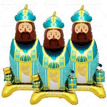 3 Globos metálicos de pie de los Tres Reyes Magos de 110 cm - Globos de fiesta - Decoración navideña - Fiestas de los Tres Reyes Magos - Globo de los Tres Reyes Magos