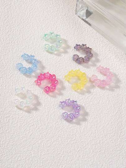 1 Set de 8 piezas de Aretes Clip-On Acrílicos Exagerados con Letras Retro Vintage de Estilo Y2K, Colores Variados, Adecuados para Fiesta, Festival de Música, Boda, Día de San Valentín, Navidad, Año Nuevo, Uso Diario