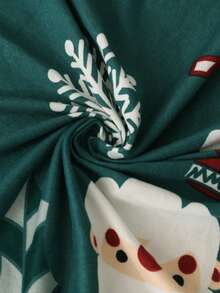 Christmas Party Decoration Christmas Sofa Bed Set With Santa Claus, Snowflake And Gingerbread Patterns Polyester Fiber Sofa Bed Set Home Decoration