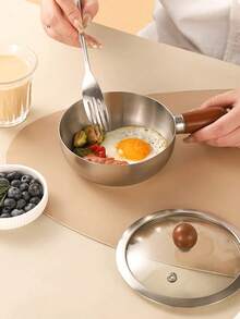 1pc Stainless Steel Cooking Pot, Household Noodle Pot, Kitchen Tool, Chocolate Melting Pot, Butter Pot, Mini Soup Pot