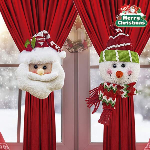 2 pièces Ensemble de crochets et décorations de rideaux créatifs pour Noël, design de fermoir amusant, convient pour la maison, l'hôtel, la décoration de fenêtre de restaurant pour les fêtes. Cadeau raffiné pour l'anniversaire, la Saint-Valentin, Noël et le Nouvel An. Décoration de Noël pour la maison, décoration de pièce