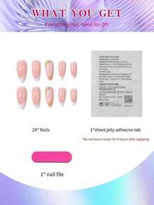 Elevate Your Style With, 24Pcs Almond Black Gradient Tip Press On Nails Medium Fit Perfectly Design Acrylic False Nail Set,Contain 1Pc Jelly Glue And 1Pc Nail File, Red Nails For Women And Girls To Diy Daily Work Study And Party Use Nail Supplies Nails - 多色 5 - 查看 3