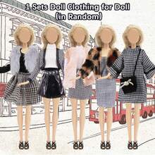 25 Pcs Doll Clothes Sets, Including 1 Pc Thousand Bird Check Coat 2 Pcs Winter Coats Sets 2 Pcs Casual Clothing Sets 1 Pc Skirt Set 4 Pcs Glasses 10 Shoes, For Doll Girls Gift, In Random