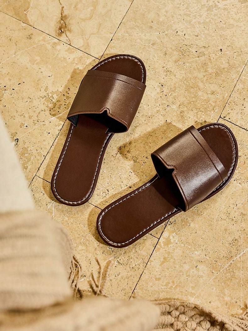 Cirelle Dép nữ đế bằng thông thường Xuân Hè, Giày hở ngón mũi tròn thời trang cổ điển, thích hợp để mặc đi biển và đi nghỉ