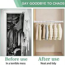 Closet Rods Hanging Clothes, 1.3 Inch Diameter Heavy Duty Closet Rod 17 - 39 Inch Adjustable Clothes Hanging Bar Matte White Shower Curtain Rods Closet, Wardrobes, Bathroom,