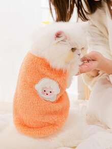 1 Peça Jaqueta com Capuz Sem Mangas Fofa para Gato, Colete Quente e Grosso para Cachorros, Roupa Antiperda para Cães e Gatos Pequenos, Adequado para Outono/Inverno