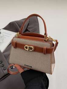 Mini Fashionable Versatile Contrast Color Casual Handbag For Women - Brown - View 4