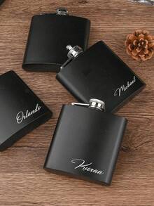 Personalized Matte Black Flask, Groomsman Gift, Best Man Gift, Father's Day Gift, Wedding Party Gift, Boyfriend Gift. Groomsman, Best Man, Usher, Groom Gift, Customized Flask - Multicolor - View 4