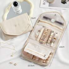 1pc Large Travel Jewelry Storage Bag, 5.91*8.86 Inches When Closed, PU Necklace And Earring Storage Bag And Compartment, Portable High-End Exquisite Zipper Jewelry Storage Box For Travel Accessories - 彩色 - 查看 10