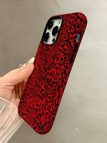 Red-Black Leopard Print Two-In-One Matte Texture Phone Case Suitable For Compatible With Iphone17,16, 15, 14, 13, 12, 11, PRO MAX,PLUS, , Galaxy S21/22/23/24/25 Ultra/FE+,NOTE20 Ultra,A71/56/55/54/53/52/36/34/26/25/23/16/15/14/13/06 - 彩色 - 查看 4