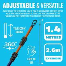 2 X Telescopic Clothes Lines Prop Extending Washing Metal Pole Extendable Garden - 1 - View 5