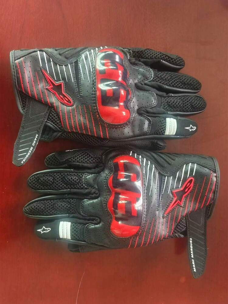 Alpinestars Găng tay xe máy SMX-1 MM93 bằng da thật cho nam và nữ, thoáng khí, đục lỗ, sợi carbon, găng tay đua xe địa hình bốn mùa - Đỏ - Xem 12
