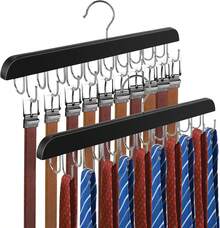 Colgador de Cinturón para Armario, 2PCS Percha de Cinturón, Organizador Cinturones con 20 Ganchos, Cinturón Giratorio Lazos Perchas Ahorra Espacio, Percha Multifuncional para Cinturón, Corbata, Gorro - 1 - Ver 1