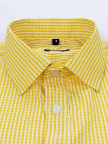 Men's Casual Comfortable Plaid Shirt - 黃色 - 查看 2