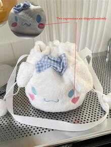 Sanrio 1 PC Sanrio Cinnamon Dog Kuromi Plush Drawstring Bag Bucket Bag Crossbody Bag Cartoon Bag Shoulder Bag
