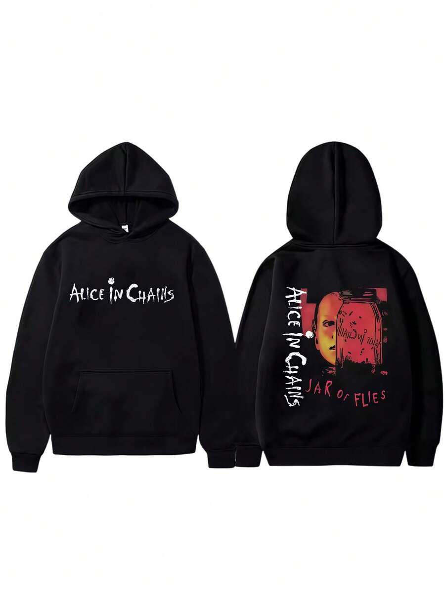 Rock Band Alice In Chains Jar Of Flies Album Hoodie Men Women Vintage Casual Fleece Cotton Sweatshirt Male Fashion Streetwear - 黑色 - 查看 1
