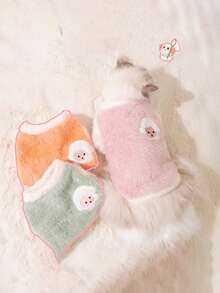 1 Peça Jaqueta com Capuz Sem Mangas Fofa para Gato, Colete Quente e Grosso para Cachorros, Roupa Antiperda para Cães e Gatos Pequenos, Adequado para Outono/Inverno