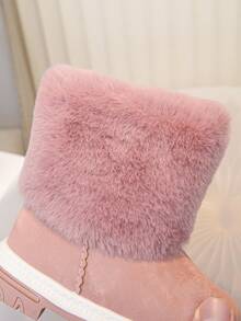 Toddler Girls' Fashionable Cute Tall Faux Fur Snow Boots, Soft Comfortable Warm - Pink - View 6