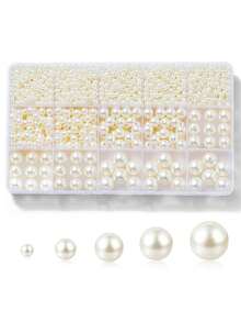 Pearl Beads Kit, Multiple Sizes Round Imitation Pearls Beads Kit For Jewelry Making, DIY Bracelet Earrings Necklaces Crafts, Friendship Birthday Gifts