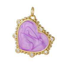 1pc Multi-Color Heart Shaped Copper Pendant, Delicate Handmade DIY Necklace, Bracelet, Earring Jewelry Pendant, Suitable For Thanksgiving Gift