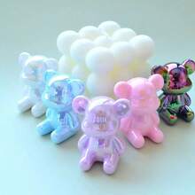 1 Peça Estatueta de Urso Colorido, Artesanato, Adequado para Decoração na Mesa da Sala de Estar. Feito à Mão, Estilo Moderno, Pequena Estatueta de Animal de Cerâmica, Decoração para Casa, Acessório DIY.