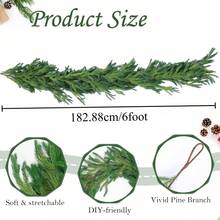 4FT/5FT/6FT Artificial Norfolk Pine Wreath - Natural Soft Rubber Touch, DIY Wreath, Realistic Faux Pine Needle Vine, Home & Living/Home Decor/Wedding/Kitchen & Dining/Tabletop Decor Artificial Plants/Events & Party/Faux Decor/Faux Fireplace Mantel Wreath, Table, Arch, Kitchen, Bathroom, Display Window, Hallway