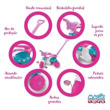 Carrinho de Passeio Triciclo Motoca Infantil Butterfly Rosa Sem Luz - Magic Toys - 2575