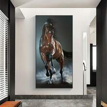Pintura de lienzo con diseño de caballo retro corriendo, sin marco, estilo vintage, arte de pared impresionante para decoración de dormitorio/sala de estar, ideal para amantes de los animales y el arte
