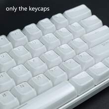 136键多色（白/粉/紫/蓝）水晶果冻键帽，PC透明材质，兼容MX轴，6.25U空格键，适用于61、64、68、82、84、87、96、98、100、104、108键机械键盘。简约风格，机械键盘DIY改装键帽。 - 136鍵正刻 - 查看 9