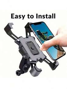 1pc Black 4-Claw H-Type Stable Bicycle/Motorcycle Phone Holder, 360° Rotation, Fits 4.5"-7" Smartphones, Anti-Shock Anti-Drop Universal - Black - View 9
