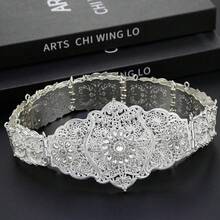 1 Piece Gold Color Morocco Belt For Women Crystal Metal Waist Chain Caucasus Belt Adjustable Length Bride Wedding Jewelry