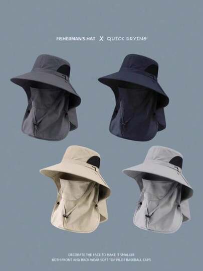 Fashionable UV Protection Sun Hat Bucket Hat, Removable Mask, Suitable For Outdoor Activities, Fishing, Hiking, Mountaineering
