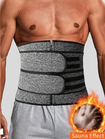 1pc Men's Solid Color Polyester Waist Trimmer, Waist Shaper For Running, Waist Trainer
