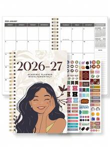 1本2026年1月至2027年12月A5尺寸（5.7英寸 x 8英寸）周/月计划本，时间可视化，每日日程笔记本，月计划本，学年笔记本，提高效率，学校及办公用品，完美礼物 - 彩色 - 查看 10