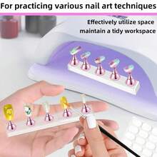 2 Sets (10pcs) - Nail Art Tray, Nail Art Stand Set (Base Only), Nail Art Press Stand, Nail Art Practice Hand Tray, Pre-Coated Nail Art Stand, Nail Art Display Rack, Home Nail Salon Starter Kit (Pink) - Multicolor - View 4