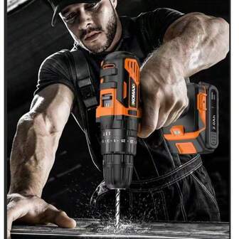 Taladro eléctrico portátil, taladro de pistola recargable multifuncional, adecuado para taladrar, atornillar, montaje de muebles, construcción, renovación y talla grande