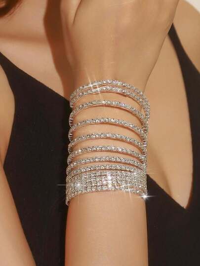 12 funkelnde Strass-Armband-Set, wunderschöne Strass-Armbänder für Partys, Hochzeiten, Braut-Hochzeits-Armband-Set
