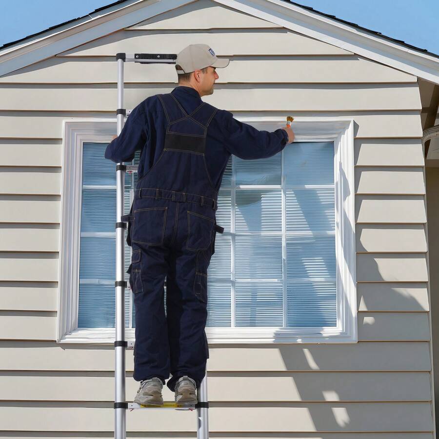 Escalera telescópica extensible   de 8,5 pies con retracción con un botón y capacidad para 375 libras - 8.5 pies - Ver 1