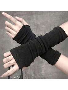 1 Pair Women's Warm Arm Sleeves - Winter Warm Gloves, Stretchy Arm Sleeves For Makeup, Gym, Commuting - Cold Weather Apparel (Hand Wash Only) - Suitable For Halloween And Daily Use, Halloween Costume, Fitness Wear, Streamlined Design, Snug Fit, Cold Weather Wear, Minimalist Style, Durable Material Cold Weather Apparel