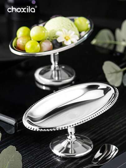 shoxil 1个椭圆形托盘，锤形椭圆形甜点杯，椭圆形甜点杯，甜点碗，水果托盘，布丁托盘，冰淇淋碗，酸奶碗，烛台，适用于家庭、甜品店、餐厅、礼品赠送、沙特国庆节