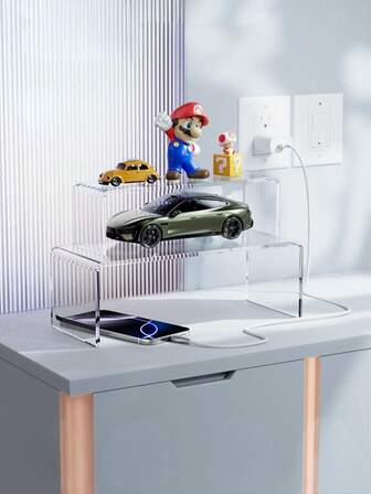 1PC Clear Acrylic U-Shaped Display Stand - Multi-Purpose Organizer For Dolls, Figurines, Cosmetics & Jewelry, Transparent Vanity Shelf For Skincare, Perfume, Handmade Crafts, Space-Saving Desktop Storage Rack, Chic Showcase For Collectibles, Ideal For Bedroom & Dressing Table