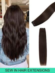 Extensões de cabelo costuradas, pacotes de cabelo humano real, extensões de cabelo com trama genial, trama colorida destacada, extensões de trama dupla amarradas à mão para mulheres