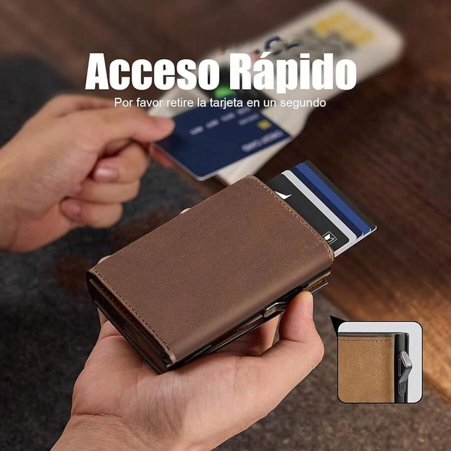 Billetera Tarjetero Hombre,Carteras para Caballero,Carteras para Caballero Rfid,Regalos para Hombre - Marrón - Ver 1