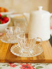 Brasiliano Coffee Glass Set With 6 Cups And Saucers 110ml - 透明的 - 查看 4