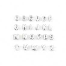 1件新款圆形蓝色眼睛泡泡字母银色不锈钢串珠链手链，女士 - 銀色氣泡字母 - 查看 4