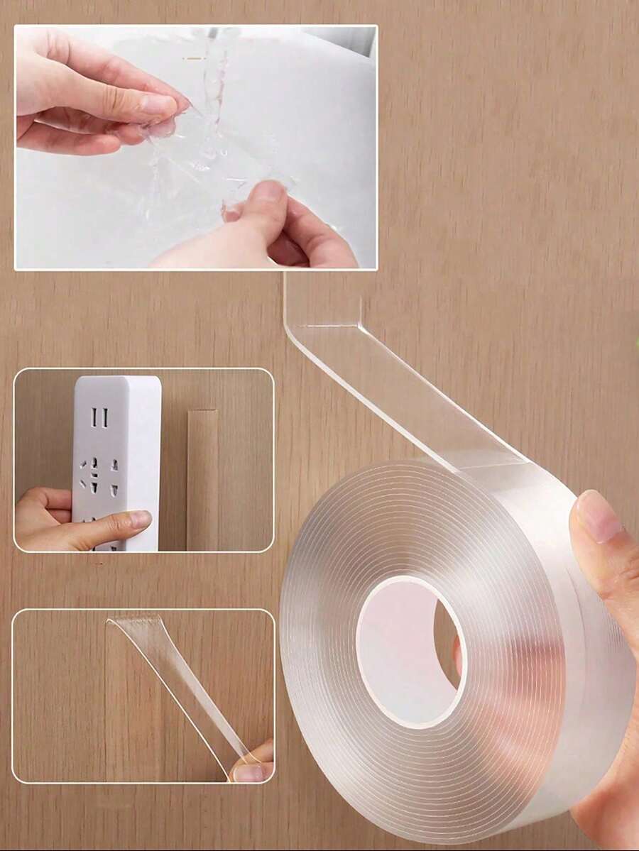 1pc 10M/5M/3M/1M Length Super Strong Double-Sided Nano Tape, Transparent & Removable, Waterproof - Essential Household Adhesive Double-Sided Tape, Self-Adhesive Wallpaper, Waterproof Bathroom Bathroom Accessories Bathroom Tools