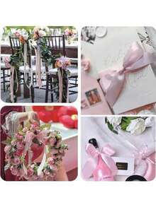 1 Roll Polyester Satin Ribbon, Suitable For Gift Boxes, Candy Boxes, Cake Boxes, Flower Decoration (Machine Dyed, Slight Color Difference) - Pink - View 10